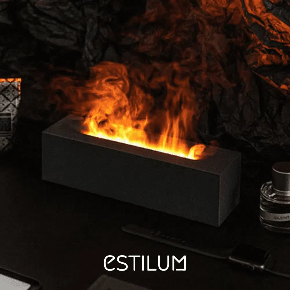 Lareira de Luxo Difusora e Umidificador – Purificação, Aromaterapia e Efeito Chama Decorativo